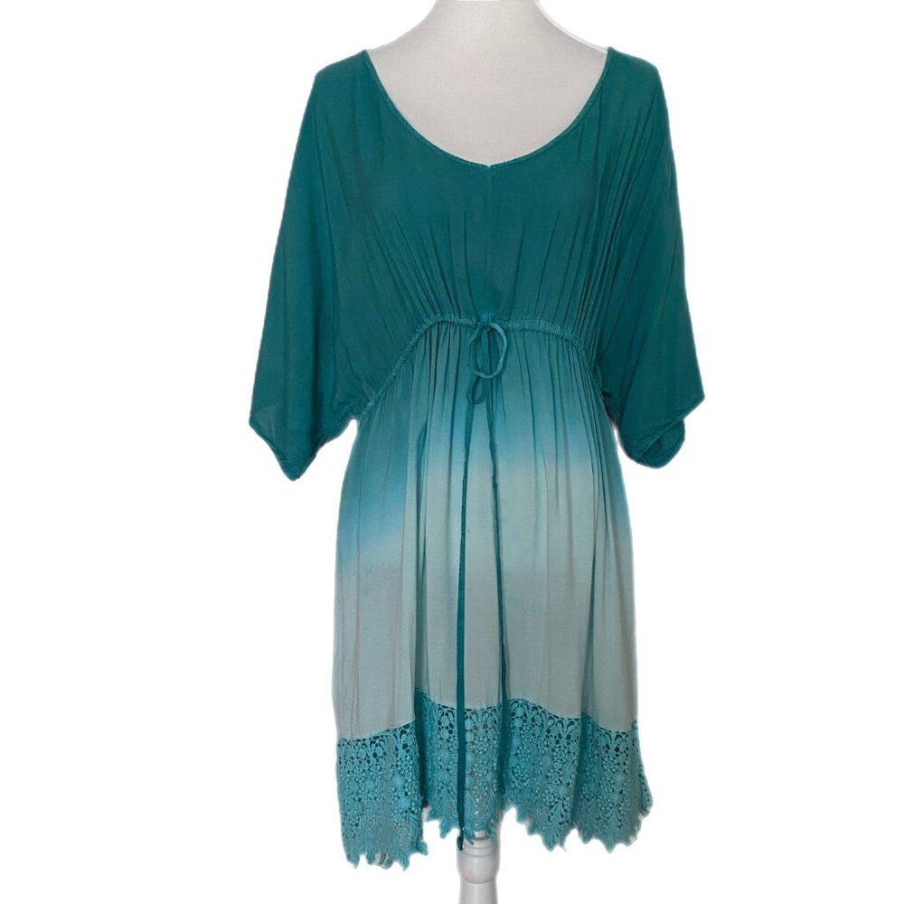 Swimsuits for All Women's Plus Size Renee Blue Ombre Cover Up Dress One Size 10